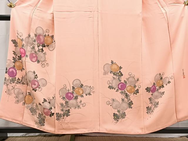 平和屋着物■染色作家 桐山紫香 手描き 訪問着 万寿菊 正絹 逸品 BAAX9821yc