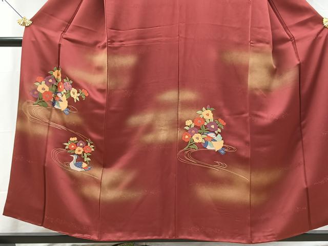 平和屋着物■訪問着 総刺繍 花鳥文 暈し染め 金糸 正絹 逸品 BAAX9825yc