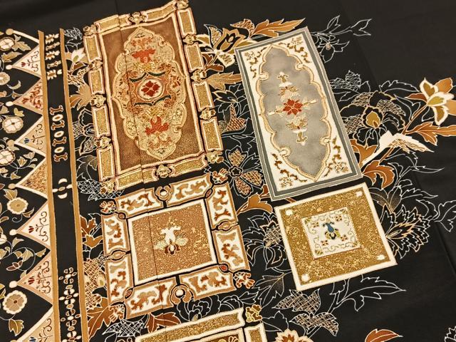 平和屋着物■豪華黒留袖 駒刺繍 吉祥更紗花文 金彩 正絹 逸品 BAAX9837yc