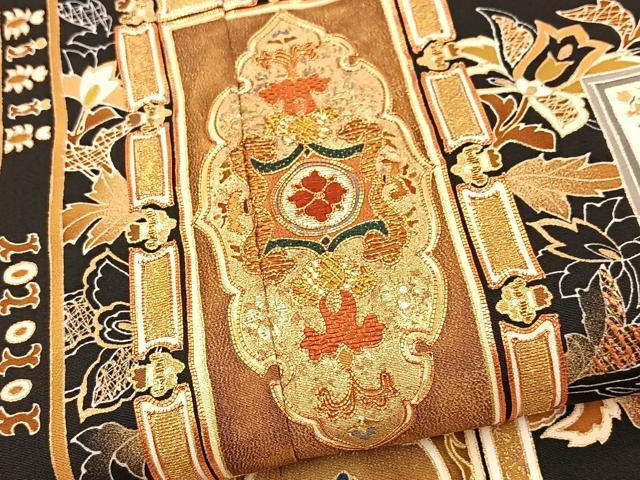 平和屋着物■豪華黒留袖 駒刺繍 吉祥更紗花文 金彩 正絹 逸品 BAAX9837yc
