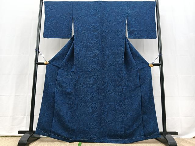 平和屋着物■上質な小紋 陶器花鳥文 鬼しぼ縮緬 正絹 逸品 未使用 BAAX9839yc