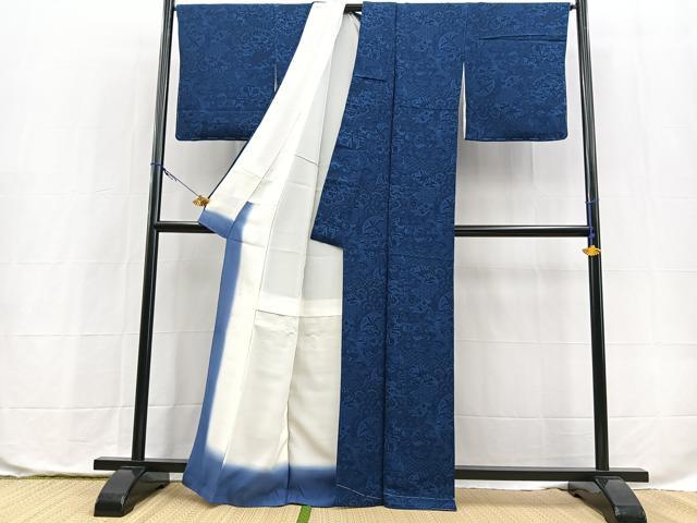 平和屋着物■上質な小紋 陶器花鳥文 鬼しぼ縮緬 正絹 逸品 未使用 BAAX9839yc