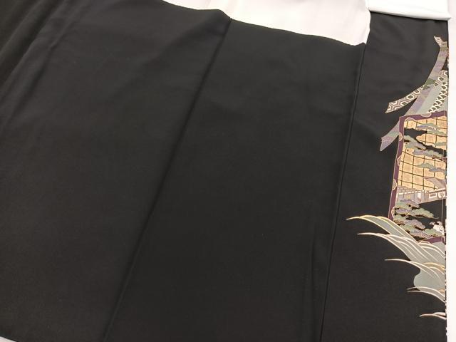 平和屋着物■豪華黒留袖 駒刺繍 飛鶴祇園祭文 金銀彩 正絹 逸品 BAAX9840yc