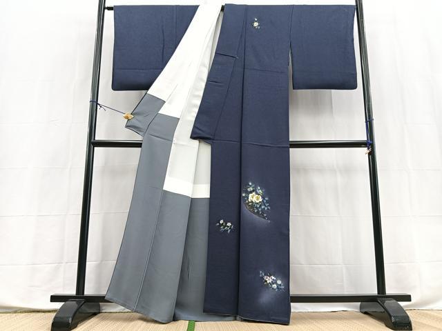 平和屋着物●訪問着 草花文 暈し染め 金彩 正絹 逸品 BAAX9853yc