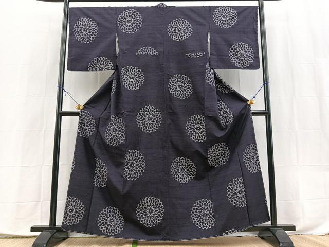 平和屋着物●上質な紬 菊花文 正絹 逸品 未使用 BAAX9854yc