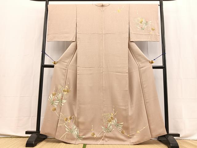 平和屋着物●訪問着 松花文 金彩 正絹 逸品 BAAX9855yc
