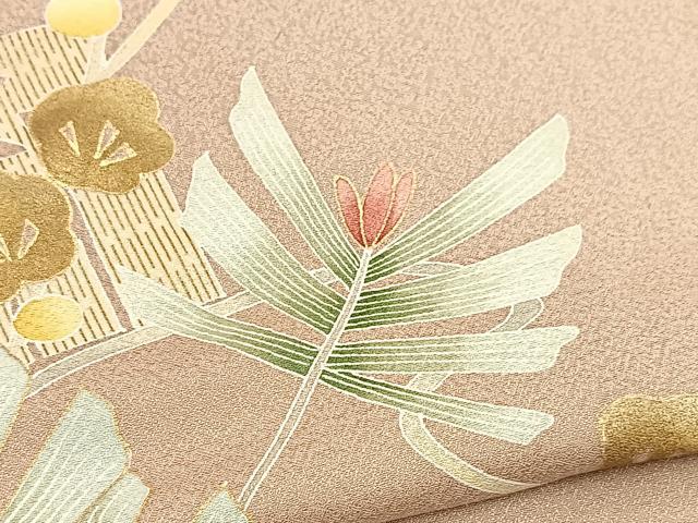 平和屋着物●訪問着 松花文 金彩 正絹 逸品 BAAX9855yc