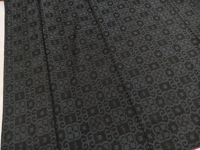 平和屋着物■本場大島紬 幾何学花文 正絹 逸品 BAAX9862yc