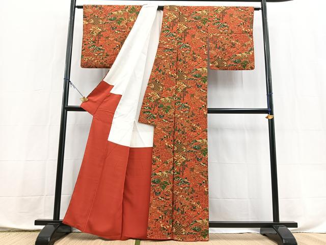 平和屋着物■上質な小紋 切嵌風景文 正絹 逸品 BAAX9870yc