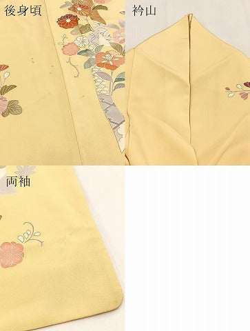 平和屋着物●創業460年・千總 訪問着 駒刺繍 短冊花文 金彩 三越扱い 正絹 逸品 BAAX9875yc