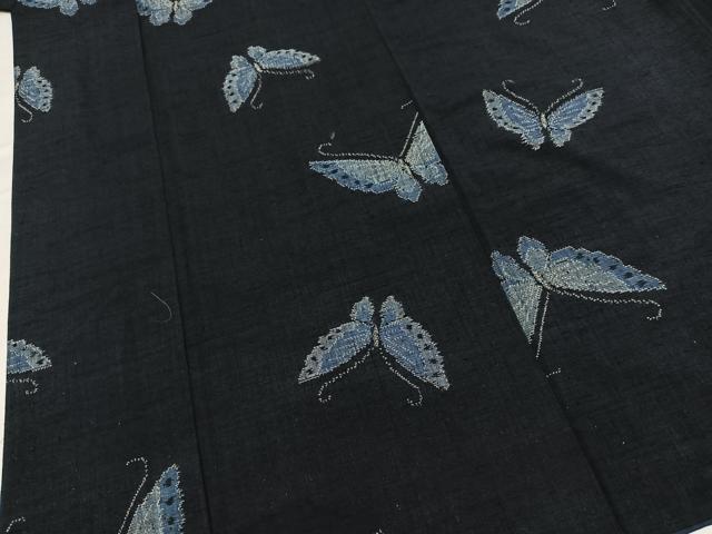 平和屋着物■上質な紬 舞蝶文 正絹 逸品 BAAX9876yc
