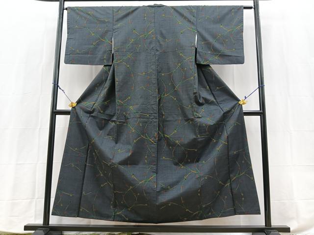 平和屋着物■本場大島紬 7マルキ 枝葉文 正絹 逸品 BAAX9891yc