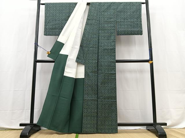 平和屋着物■本場大島紬 幾何学花文 正絹 逸品 BAAX9892yc
