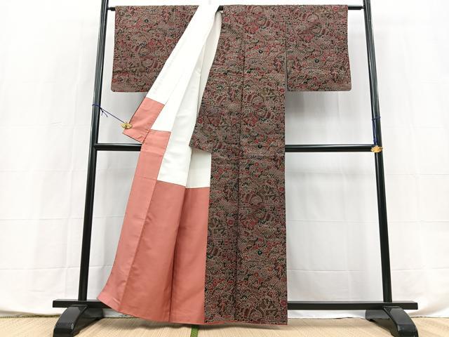 平和屋着物■本場染大島紬 風景花文 正絹 逸品 BAAX9894yc