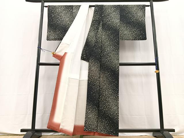 平和屋着物■上質な小紋 箔散らし文様 黒地 正絹 逸品 BAAX9906yc