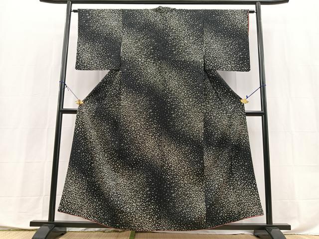 平和屋着物■上質な小紋 箔散らし文様 黒地 正絹 逸品 BAAX9906yc