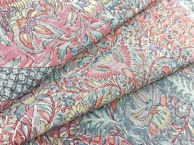 平和屋着物■上質な小紋 切嵌更紗花鳥文 正絹 逸品 未使用 BAAX9907yc