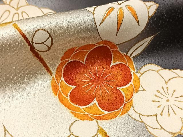 平和屋着物●訪問着 鼓花文 暈し染め 黒地 金彩 正絹 逸品 BAAX9929yc