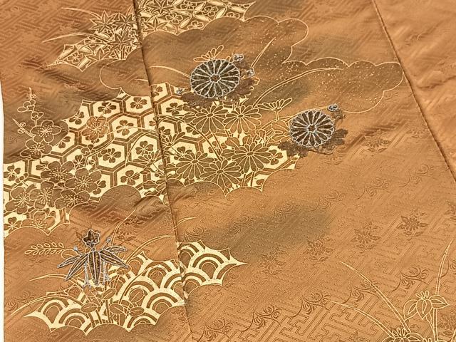 平和屋着物■訪問着 銀駒刺繍 吉祥花文 暈し染め 金彩 正絹 逸品 BAAX9931yc