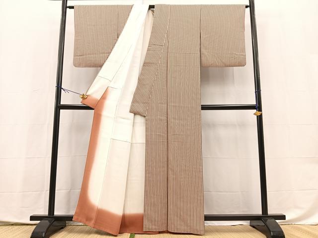 平和屋着物■上質な小紋 縞 正絹 逸品 BAAX9937yc