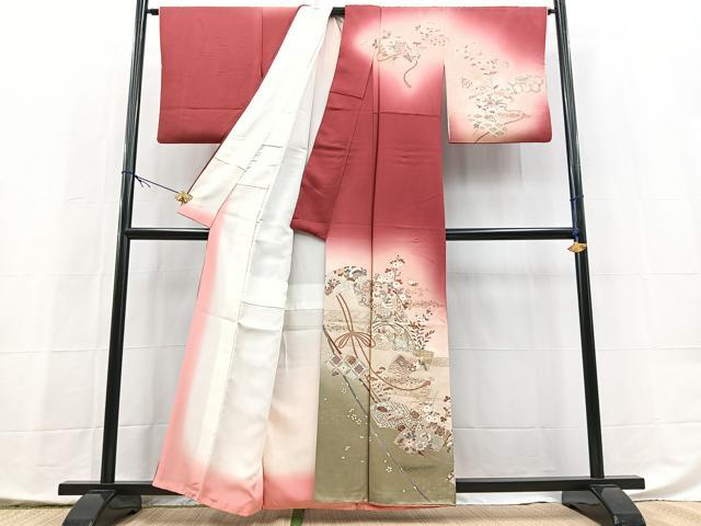 平和屋着物■訪問着 吉祥動物花文 暈し染め 金彩 正絹 逸品 BAAX9938yc