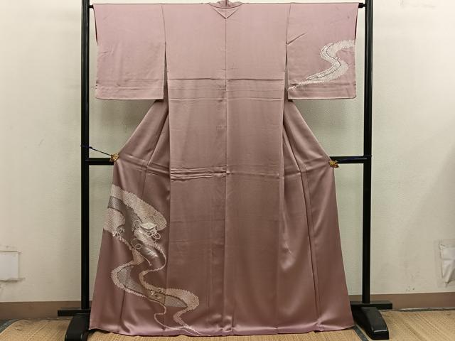 平和屋着物■訪問着 総刺繍 絞り 糸巻き花文 銀彩 正絹 逸品 BAAY0002mz