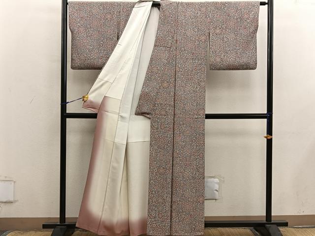 平和屋着物■上質な小紋 更紗花文 正絹 逸品 BAAY0003mz