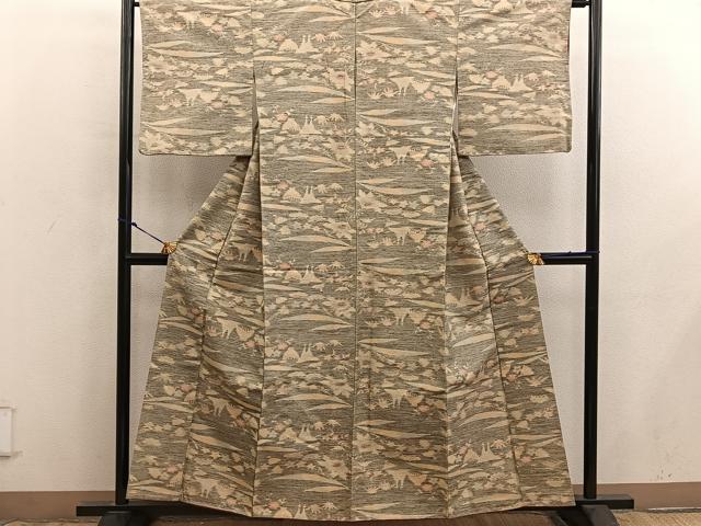平和屋着物■上質な紬 風景花文 正絹 逸品 BAAY0008mz