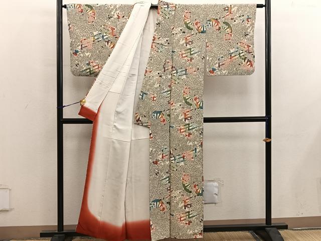 平和屋着物■上質な小紋 型染め 菊花文 正絹 逸品 BAAY0009mz