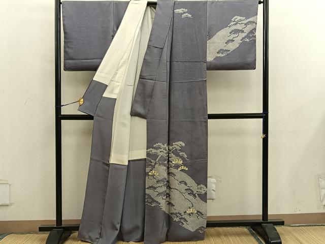 平和屋着物■訪問着 駒刺繍 松 正絹 逸品 未使用 BAAY0013mz