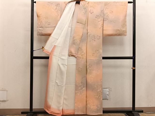 平和屋着物●上質な小紋 草花文 地紋起こし 暈し染め 正絹 逸品 BAAY0023mz