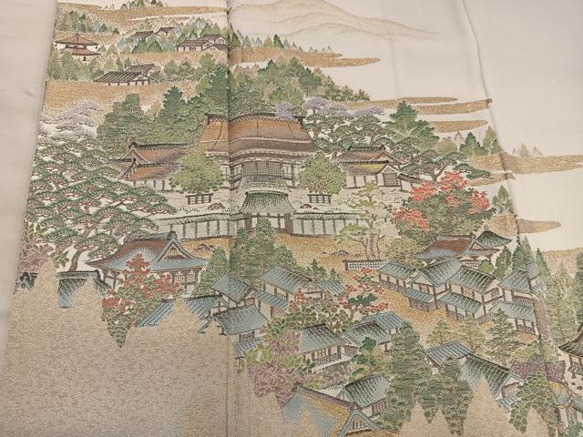 平和屋着物■豪華色留袖 寿光織 京洛名勝図絵 金糸 さが美扱い 正絹 逸品 BAAY0024mz