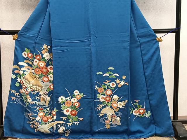 平和屋着物■訪問着 風景花文 金彩 正絹 逸品 未使用 BAAY0028mz