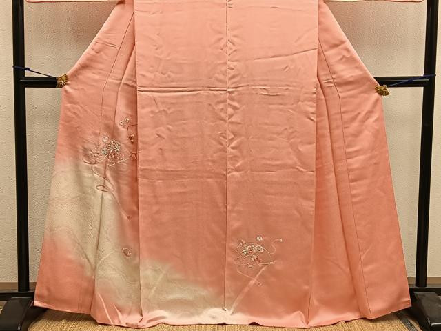 平和屋着物■訪問着 駒刺繍 檜扇花文 暈し染め やまと誂製 正絹 逸品 BAAY0031mz