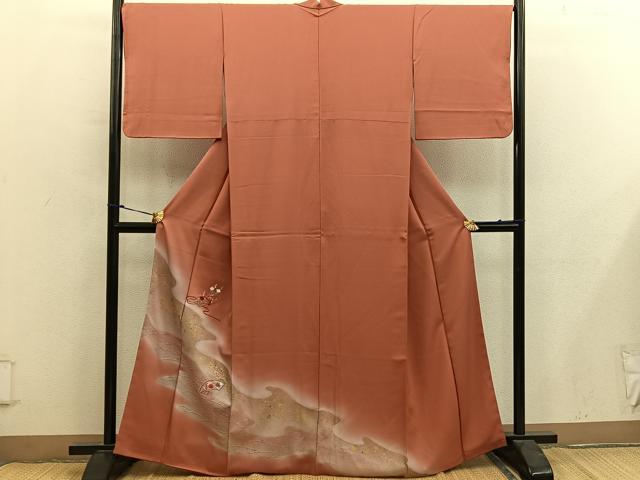 平和屋着物■色留訪問着 刺繍 文箱梅花文 暈し染め 金彩 正絹 逸品 BAAY0033mz