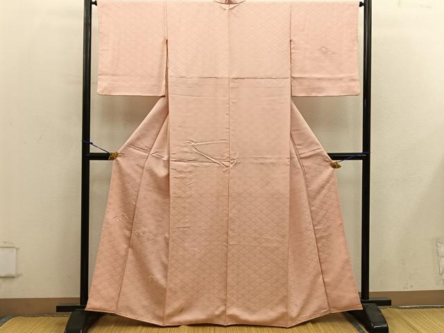 平和屋着物●無地絵羽訪問着 相良刺繍 草花地紋 深支子色 正絹 逸品 BAAY0034mz