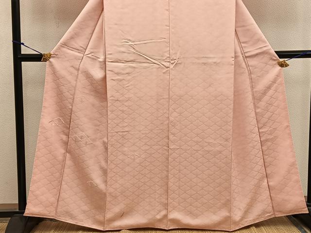 平和屋着物●無地絵羽訪問着 相良刺繍 草花地紋 深支子色 正絹 逸品 BAAY0034mz