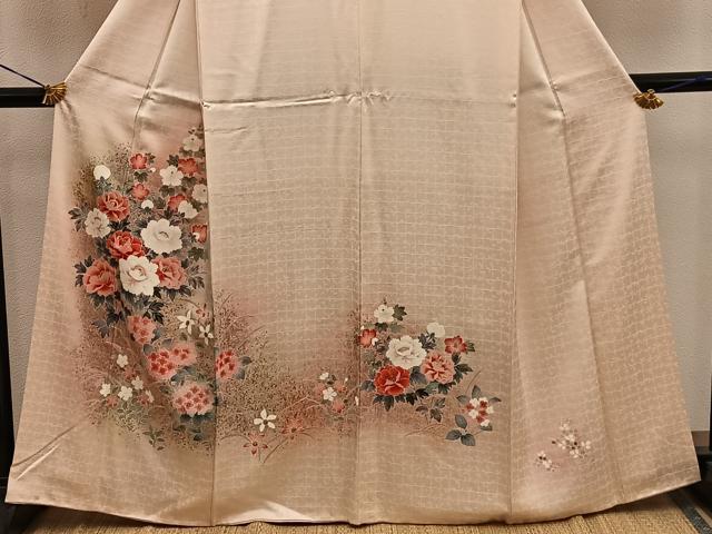 平和屋着物■訪問着 牡丹花文 暈し染め 金銀彩 正絹 逸品 BAAY0040mz