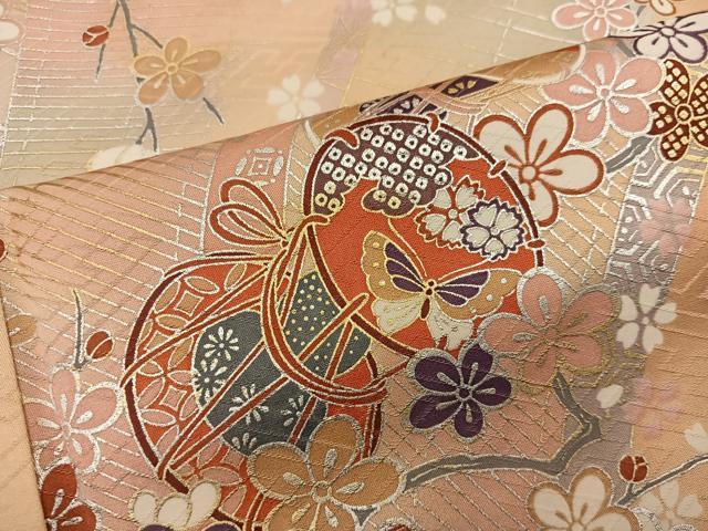 平和屋着物■上質な小紋 鼓舞蝶花文 暈し染め 金銀彩 正絹 逸品 BAAY0042mz