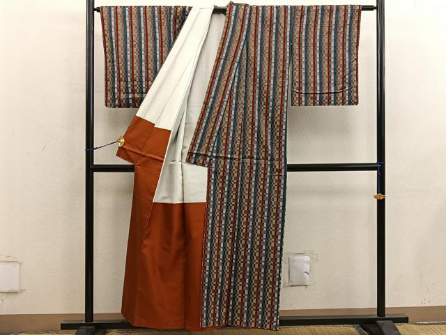 平和屋着物■上質な紬 間道 正絹 逸品 BAAY0047mz