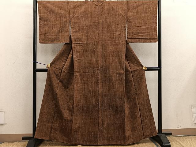 平和屋着物■上質な紬 灰茶色 正絹 逸品 BAAY0050mz