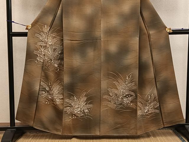 平和屋着物■訪問着 草花文 ろうけつ染め 暈し染め 正絹 逸品 BAAY0051mz