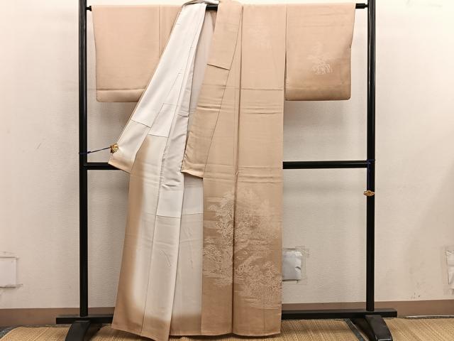 平和屋着物■訪問着 刺繍 風景花文 暈し染め 正絹 逸品 BAAY0055mz