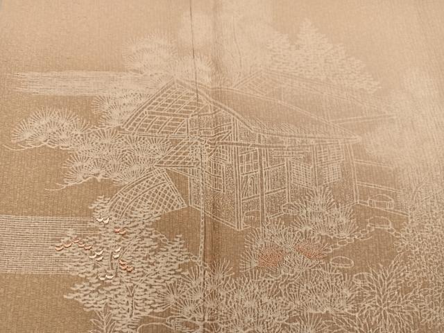 平和屋着物■訪問着 刺繍 風景花文 暈し染め 正絹 逸品 BAAY0055mz