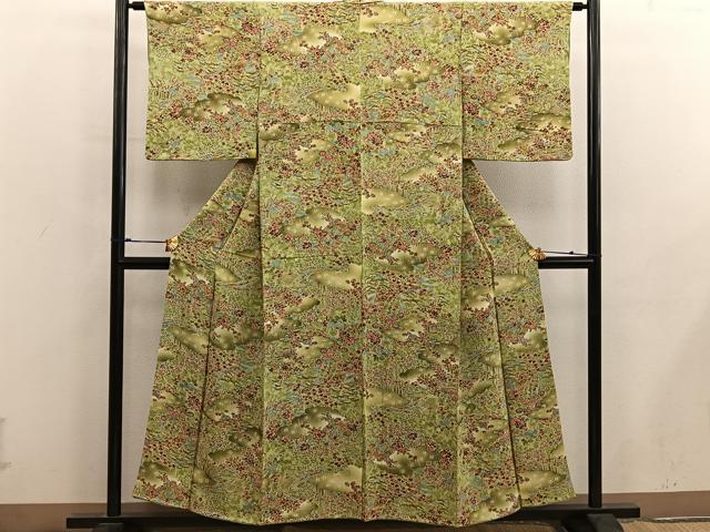 平和屋着物■上質な小紋 舟 雲重ね流水花文 鬼しぼ縮緬 正絹 逸品 未使用 BAAY0060mz
