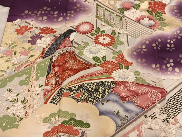 平和屋着物■豪華振袖 人物菊花文 暈し染め 金彩 正絹 逸品 BAAY0065mz