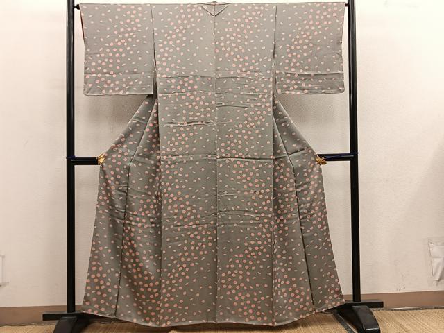 平和屋着物■上質な小紋 草花文 正絹 逸品 BAAY0069mz