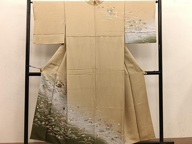平和屋着物■訪問着 刺繍 雲重ね菊花文 暈し染め 金彩 正絹 逸品 BAAY0076mz