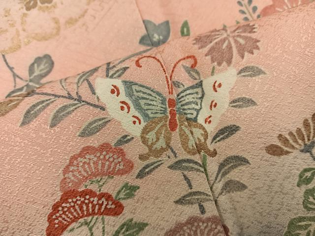 平和屋着物●訪問着 舞蝶菊花文 暈し染め 金彩 正絹 逸品 BAAY0092mz
