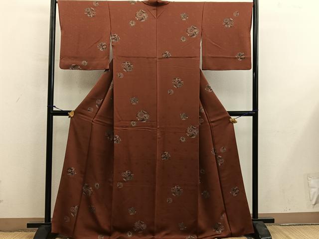 平和屋着物■上質な小紋 菊花文 金彩 正絹 逸品 BAAY0095mz